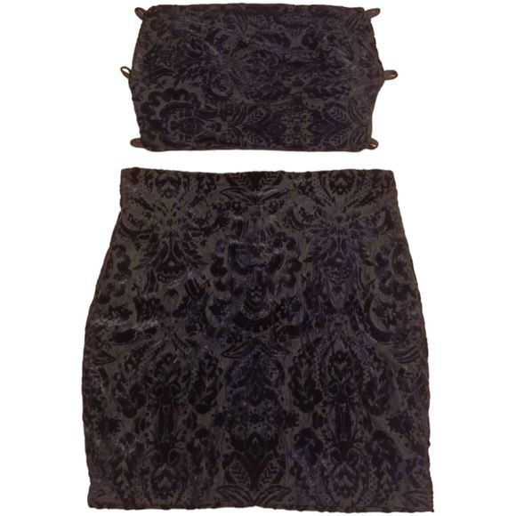 Lucy in the Sky Velvet Skirt Set Black Size Small - Picture 1 of 7